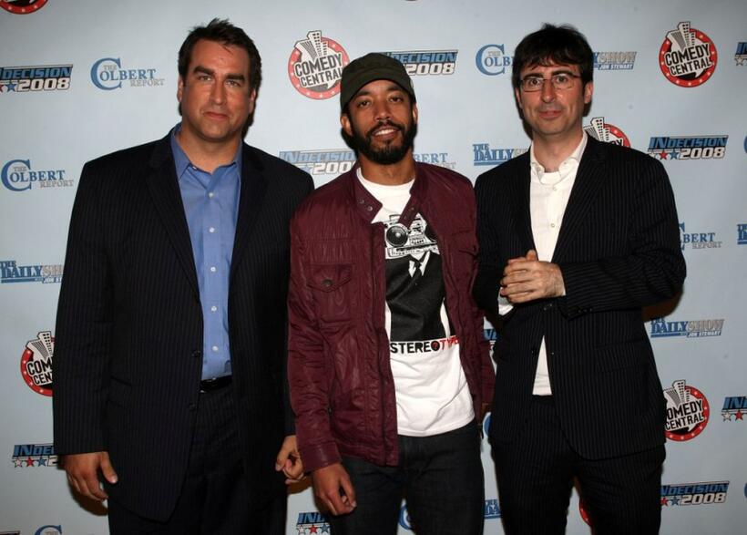 Rob Riggle, Wyatt Cenac and John Oliver at the Comedy Central's Indecision 2008 Election Night viewing party.