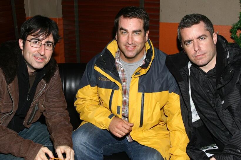 John Oliver, Rob Riggle and Jason Jones at the 2008 Stockings with Care celebrity bartending night.