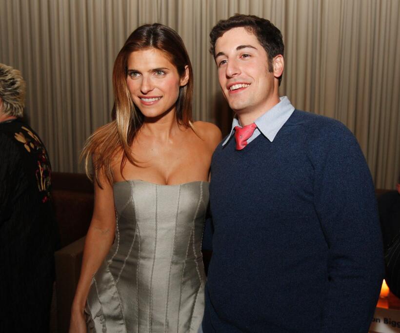 Jason Biggs and Lake Bell at the Los Angeles afterparty for the premiere of "Over Her Dead Body".