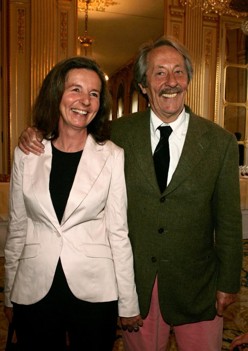 Jean Rochefort with his wife at the Knight Of The Legion of Honor Award (Chevalier de la Legion d'honneur).