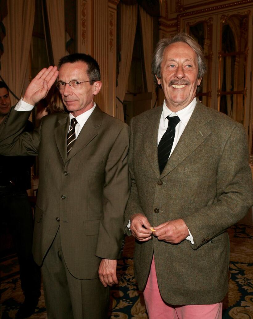Jean Rochefort and Patrice Leconte at the Knight Of The Legion of Honor Award (Chevalier de la Legion d'honneur).