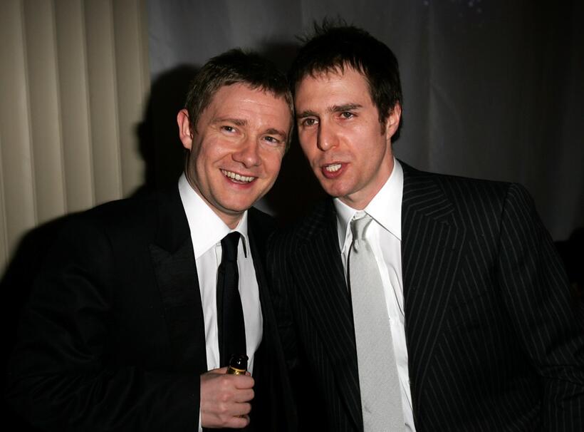 Sam Rockwell and Martin Freeman at the World Premiere of "Hitchhiker's Guide To The Galaxy".