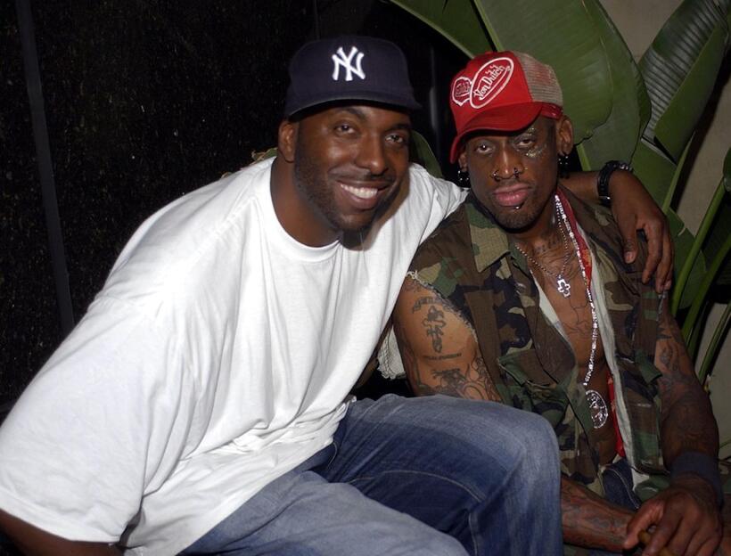 John Salley and Dennis Rodman at the 43rd Birthday party in the VIP room at Highlands.