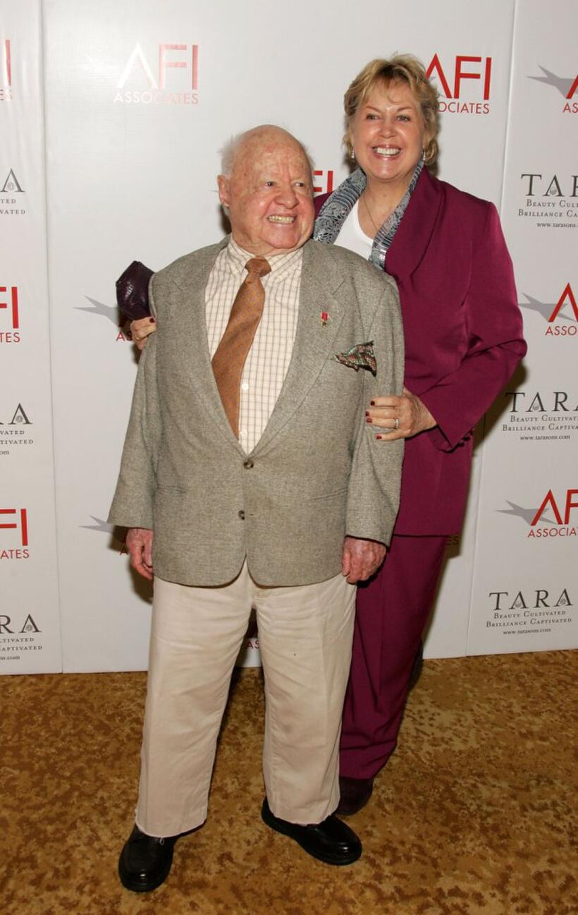 Mickey Rooney and Jan Rooney at the AFI Associates luncheon honoring Hollywood's Arquette family.