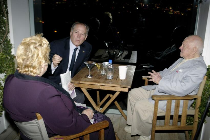 Mickey Rooney and Frank Marshall at the cocktail reception to announce USA Swimming's Mutual of Omaha Duel in the Pool.