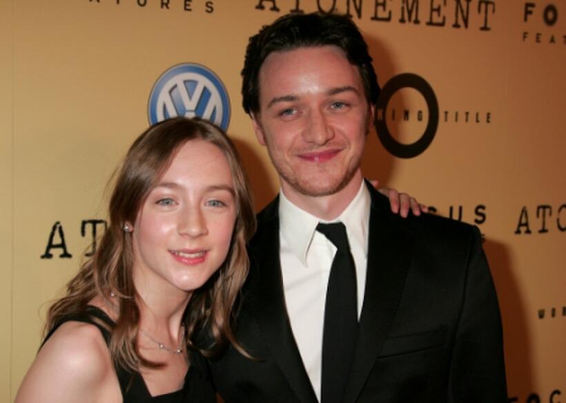 Saoirse Ronan and James McAcoy at the premiere of "Atonement."