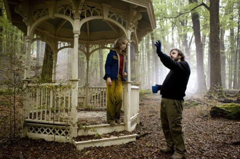 Saoirse Ronan and director Peter Jackson on the set of "The Lovely Bones."