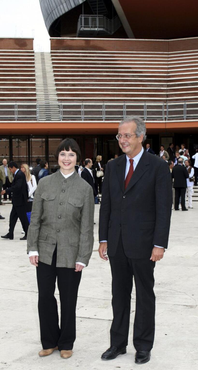 Isabella Rossellini and Walter Veltroni at the press conference of the Rome Film Festival.