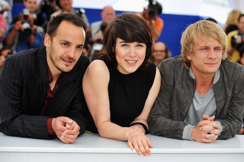 Fabrizio Rongione, Arta Dobroshi and Jeremie Renier at the photocall of "Le Silence De Lorna" during the 61st International Cannes Film Festival.