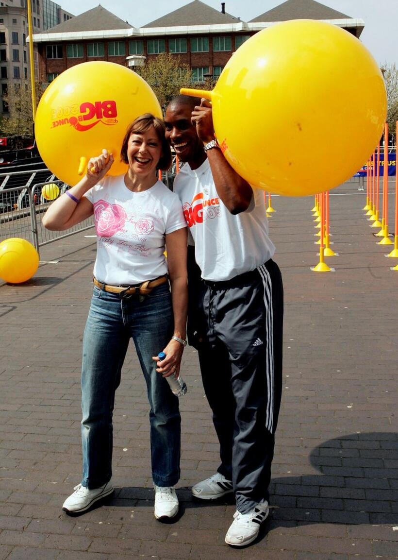 Jenny Agutter and Mark Richardson take part in "The Big Bounce 2005".