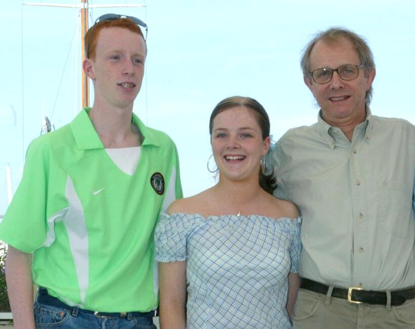 William Ruane, Annmarie Fulton and Director Ken Loach at the photocall of "Sweet Sixteen" during the 55th Cannes Film Festival.