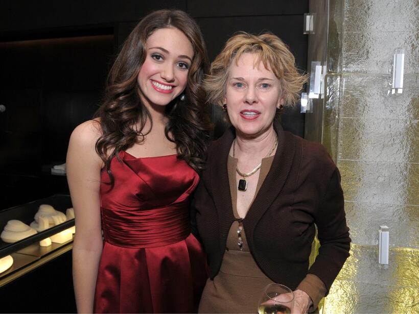 Emmy Rossum and Hollywood Reporter editor Elizabeth Guider at the Hollywood Reporter's Power 100 Private Reception honoring Mikimoto.