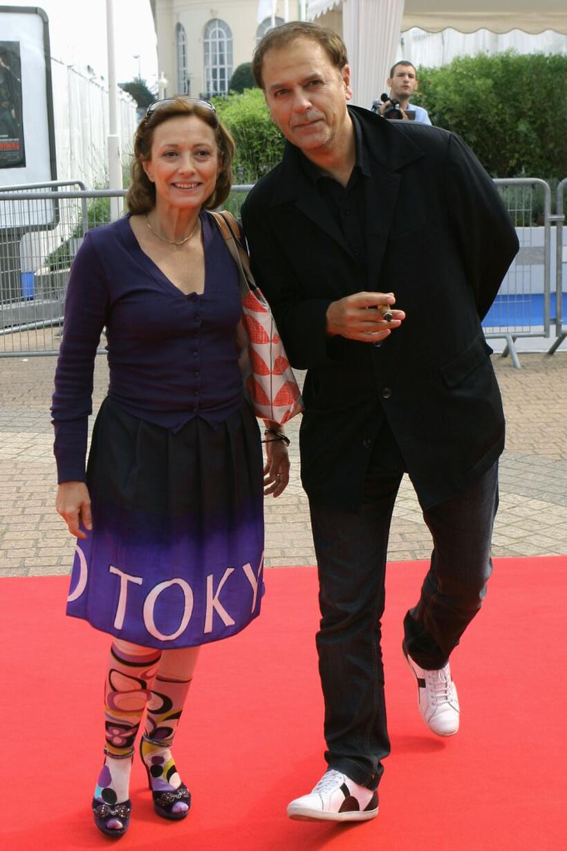 Brigitte Rouan and Enki Bilal at the premiere of "Edmond" during the 31st Deauville Festival Of American Film.