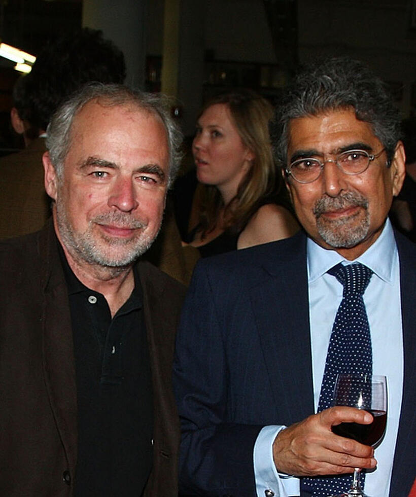 Richard Russo and publisher/editor-in-chief of Alfred A. Knopf, Ajai Singh "Sonny" Mehta at the cocktail reception with authors from The Knopf Doubleday Publishing Group in New York.