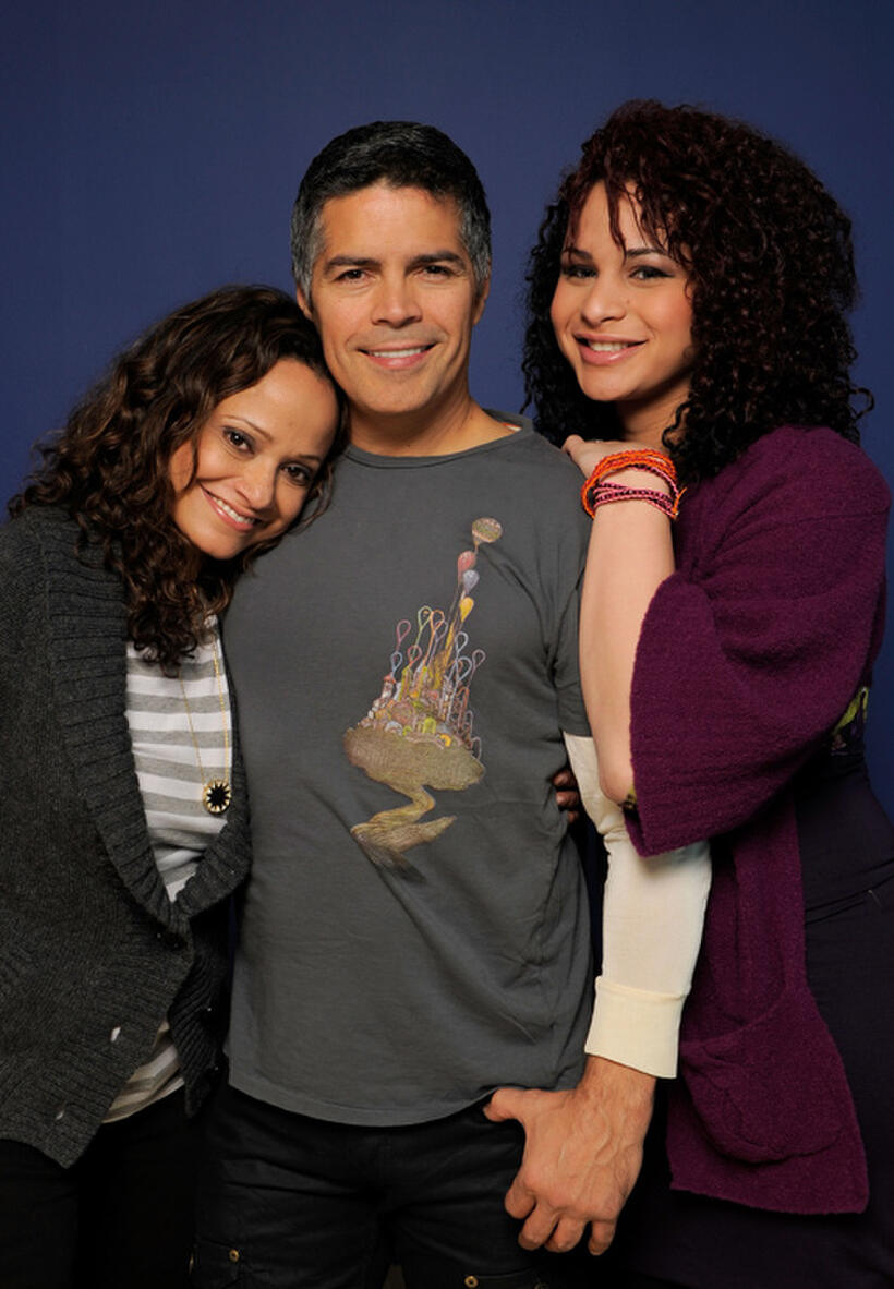Judy Reyes, Esai Morales and Harmony Santana at the portrait session of "Gun Hill Road" during the 2011 Sundance Film Festival.