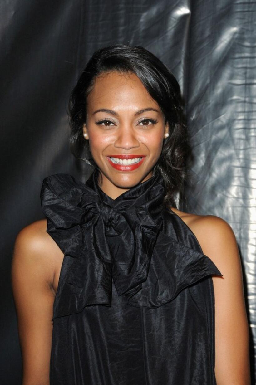 Zoe Saldana at the Louis Vuitton Pret a Porter show during the Paris Womenswear Fashion Week Spring/Summer 2010.