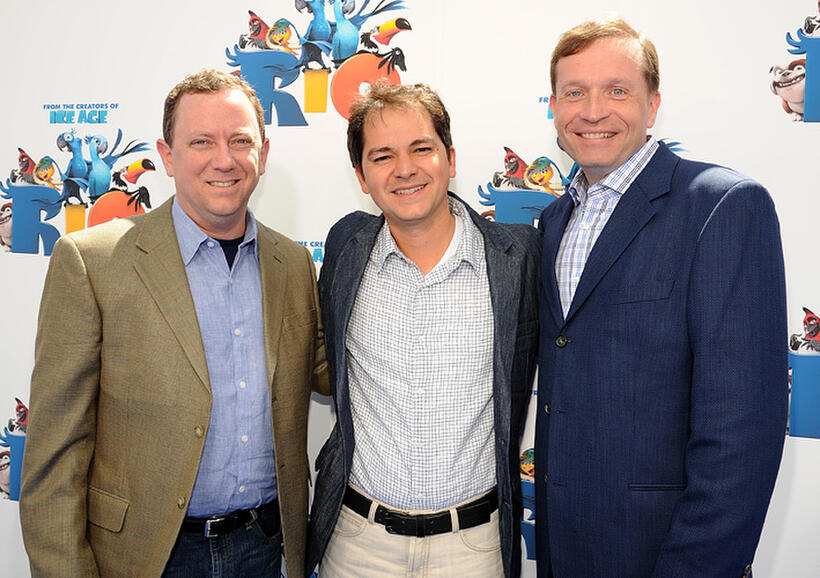 Brian Keane, Carlos Saldanha and Bruce Anderson at the California premiere of "Rio."
