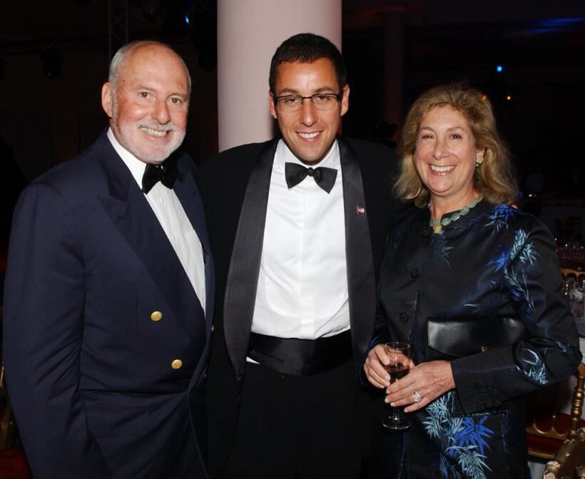Adam Sandler, Mike Lynn and his wife at the party following the screening of "Punch Drunk Love" during the 55th Cannes Film Festival.