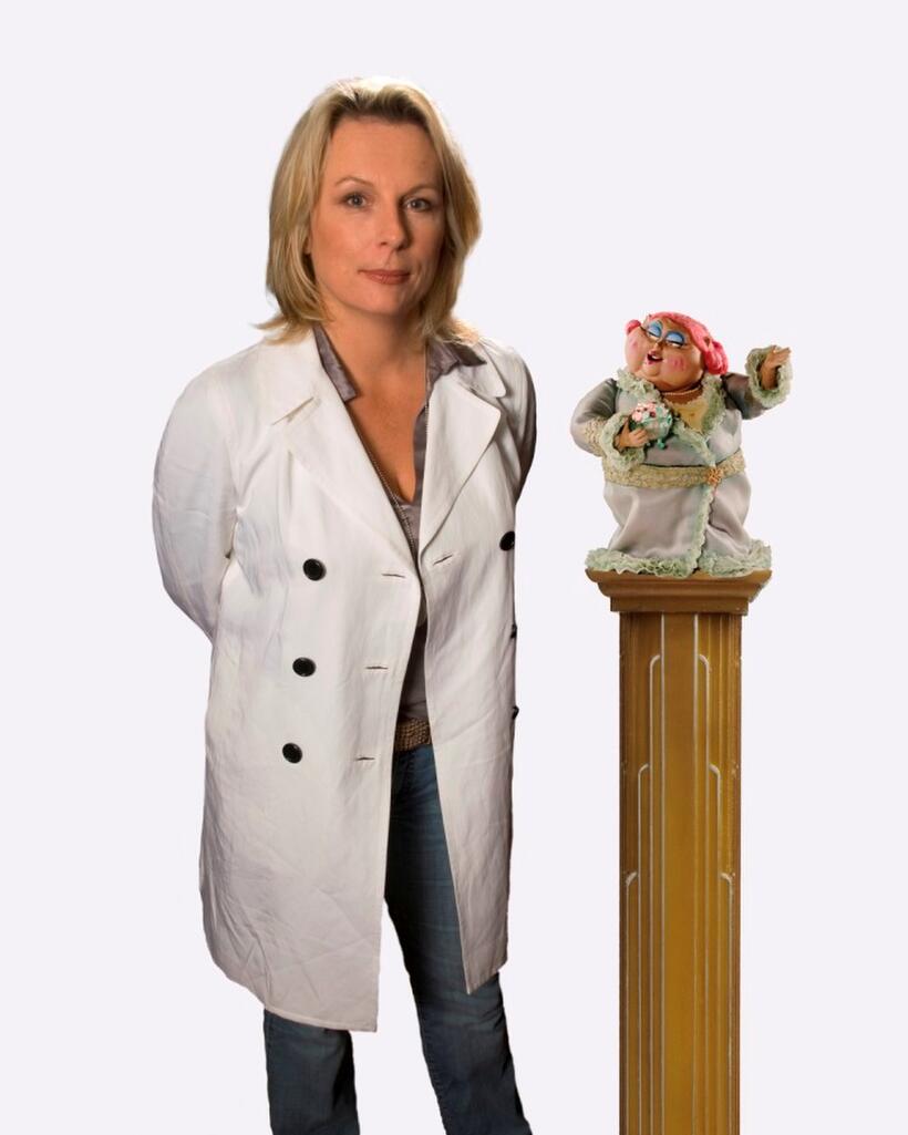 Jennifer Saunders on the set of "Coraline."