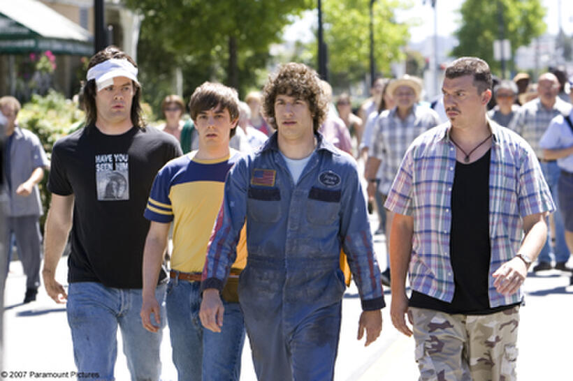 Dave (Bill Hader), Kevin Powell (Jorma Taccone), Rod Kimble (Andy Samberg) and Rico (Danny McBride) in "Hot Rod."