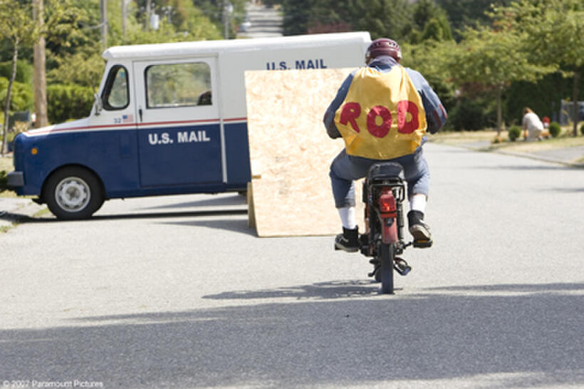 Rod Kimble (Andy Samberg) attempts to jump a mail truck in "Hot Rod."