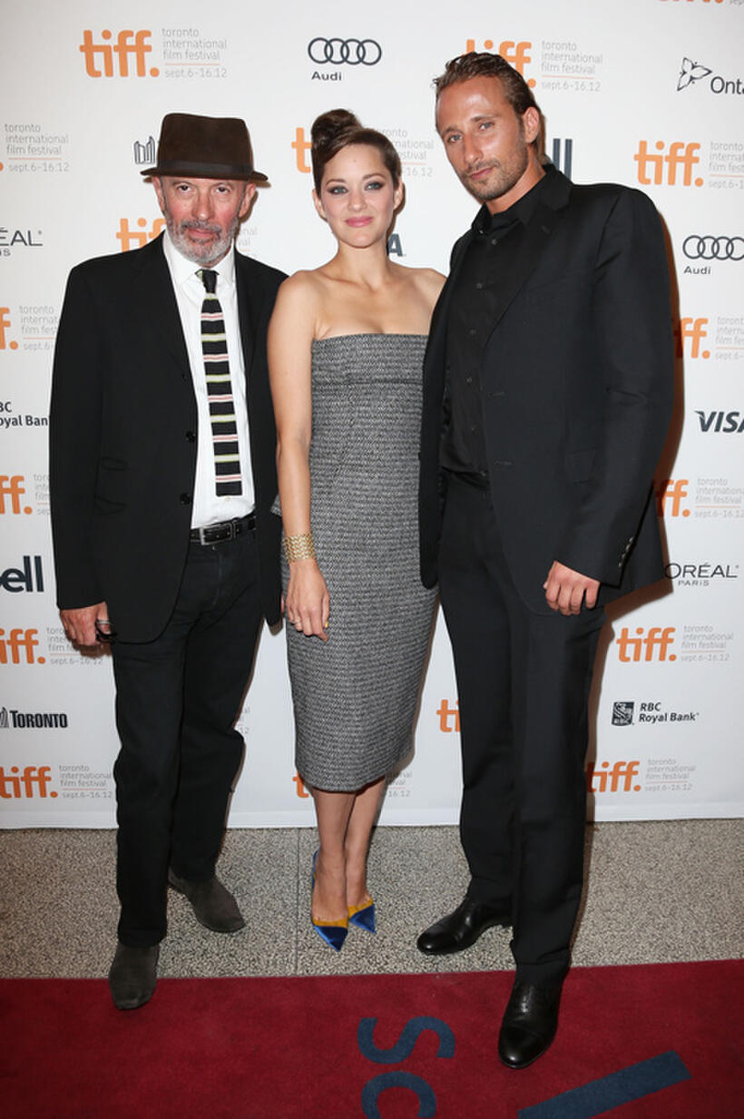 Writer/director Jacques Audiard, Marion Cotillard and Matthias Schoenaerts at the premiere of "Rust & Bone" during the 2012 Toronto International Film Festival.