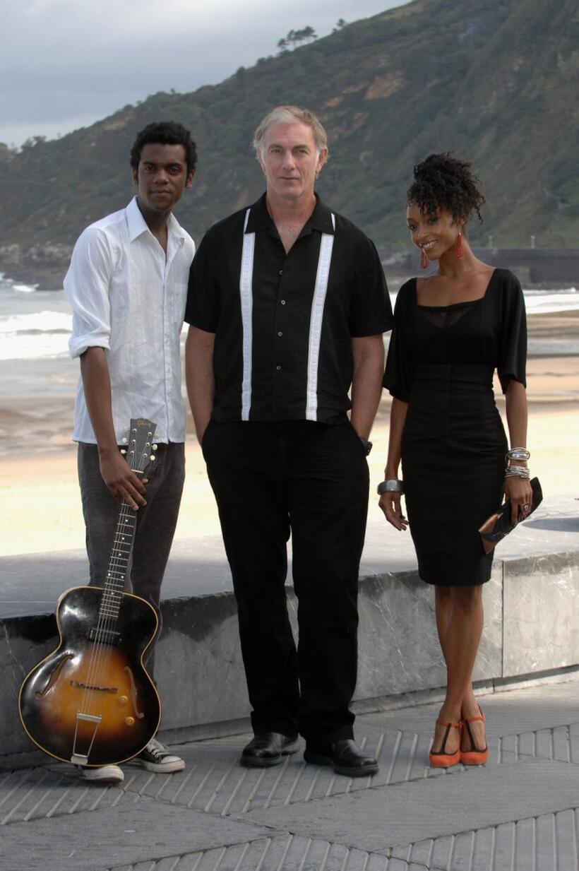 John Sayles, Gary Clark Jr. and Yaya da Costa at photocall for his movie "Honeydripper" during 55th San Sebastian Film Festival.