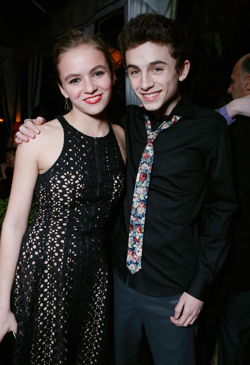 Morgan Saylor and Timothee Chalamet at the Entertainment Weekly Pre-SAG Party in California.