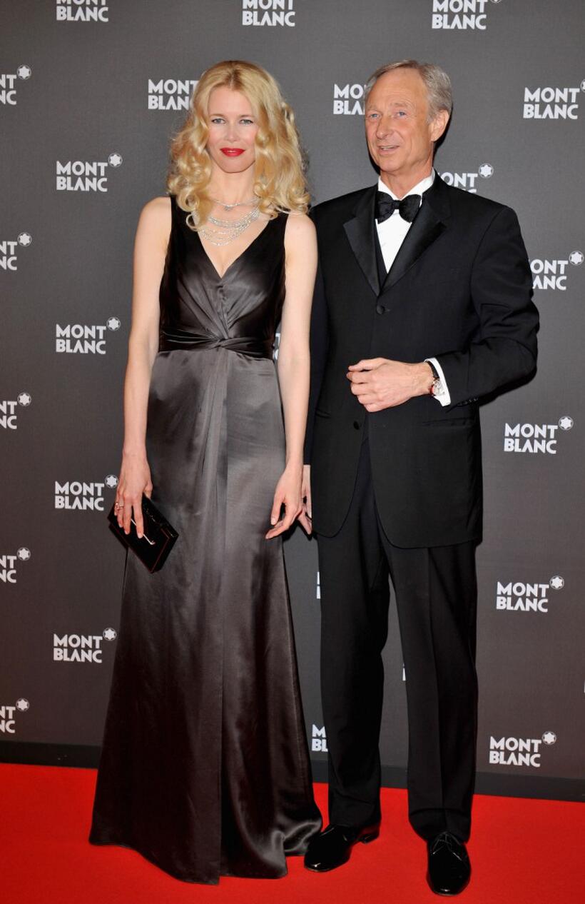 Claudia Schiffer and Lutz Bethge at the "Writing Time" Robert Wilson's watch launch gala during the Salon International de la Haute Horlogerie.