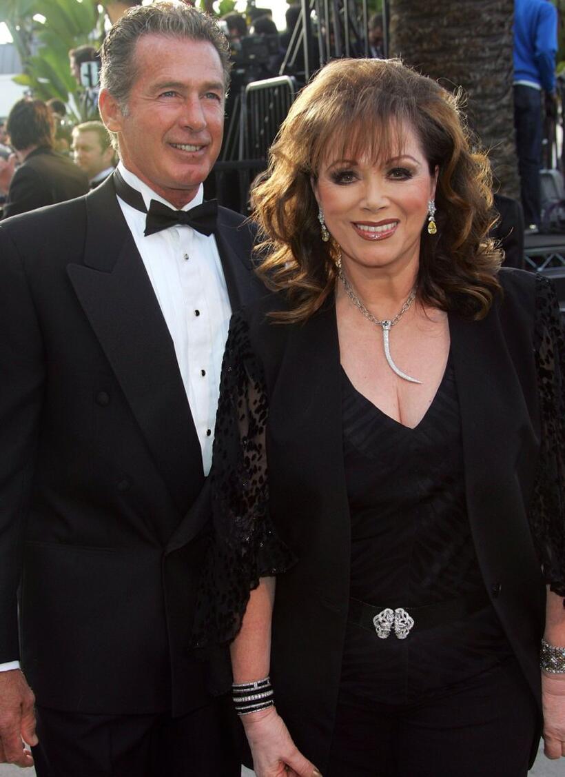 Jack Scalia and Jackie Collins at the Vanity Fair Oscar Party.