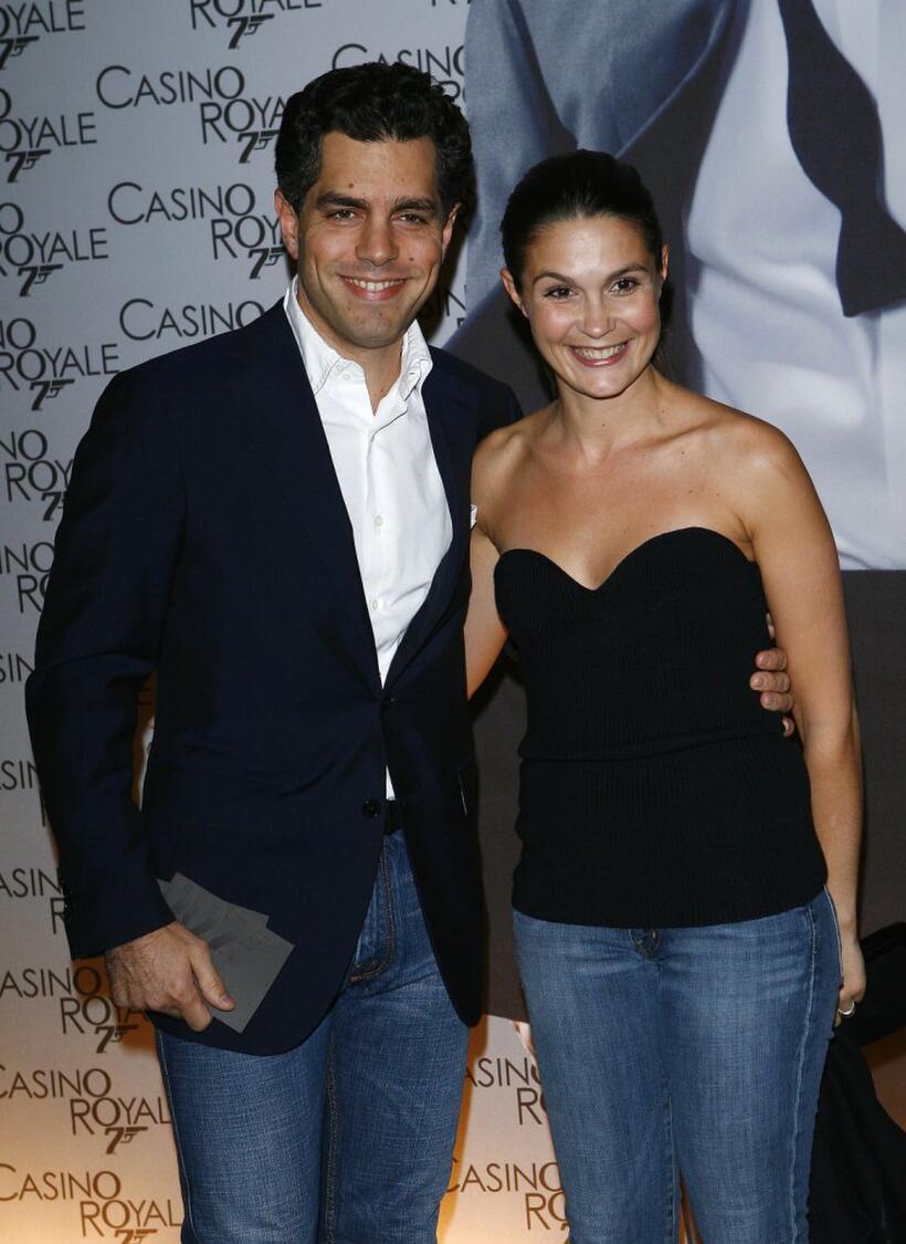Romain Hatchue and Barbara Schulz at the French premiere of "Casino Royale."