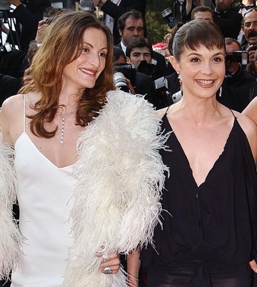 Camille Japy and Barbara Schulz at the screening of "Dogville" during the 56th Cannes Film Festival.