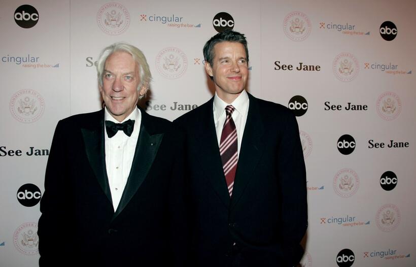Donald Sutherland and Kyle Secor at the inaugural ball and premiere of "Commander-in-Chief."
