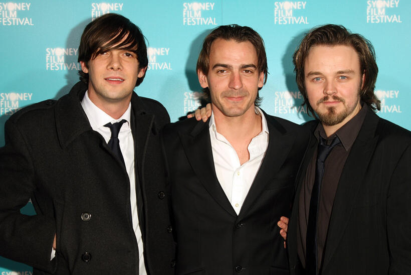 Toby Schmitz, Ewen Leslie and Matthew Newton at the Australian premiere of "Three Blind Mice."