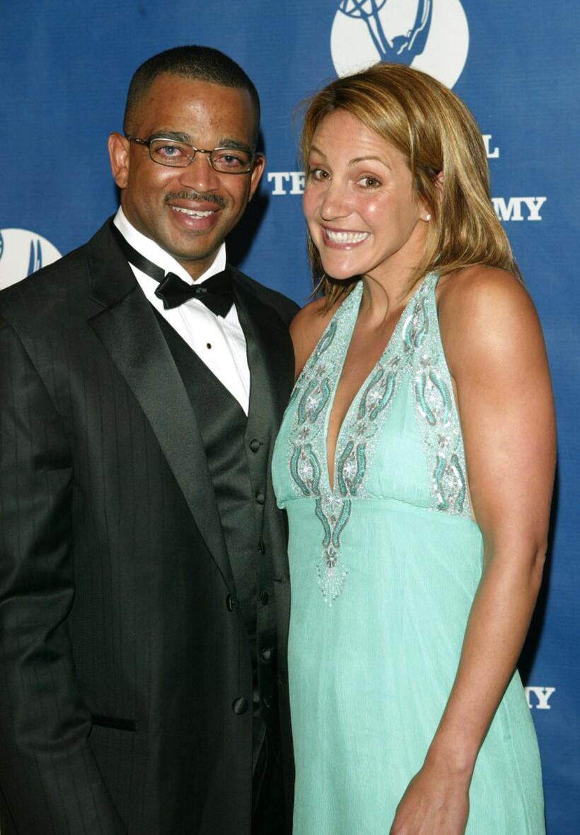 Stuart Scott and Summer Sanders at the 25th Annual Sports Emmy Awards.