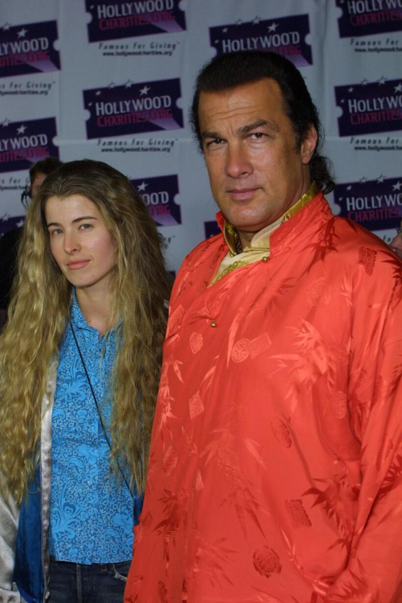 Adrienne La Russa and Steven Seagal at the America Online party to launch its 2002 "Celebrity You' ve Got Mail" campaign.
