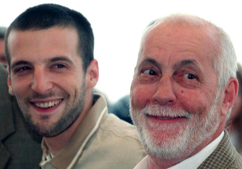 Michel Serrault and Mathieu Kassovitz at the presentation of their film "Assassins" at the festival's Palace. The film is shown in competition at the 50th Cannes festival.