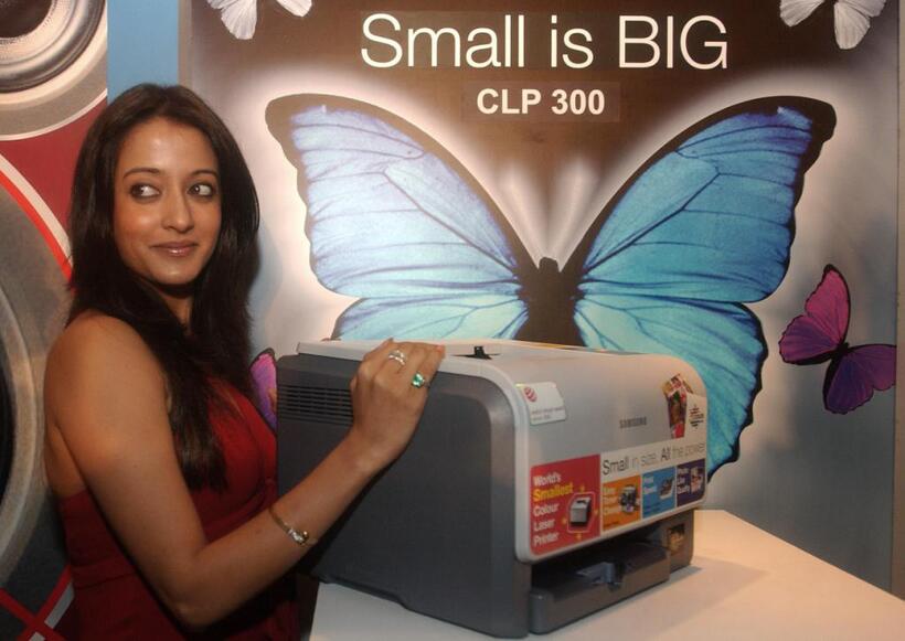 Raima Sen at the launch of new Samsung printers in New Delhi.