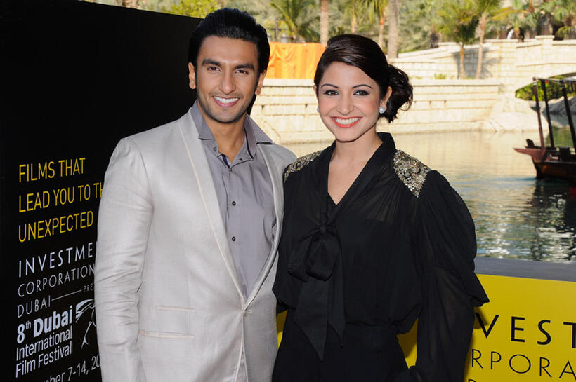 Ranveer Singh and Anushka Sharma at the photocall of "Ladies vs Ricky Bahl" during the day two of the 8th Annual Dubai International Film Festival.