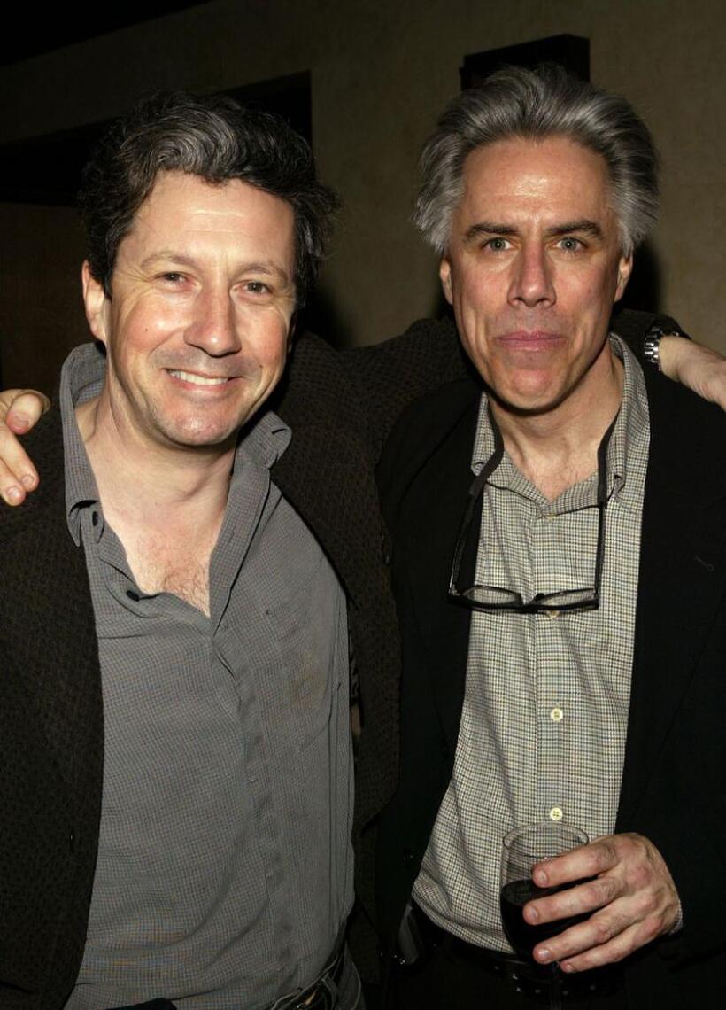 Charles Shaughnessy and Jeff McCarthy at the after party of the closing of "Urinetown."