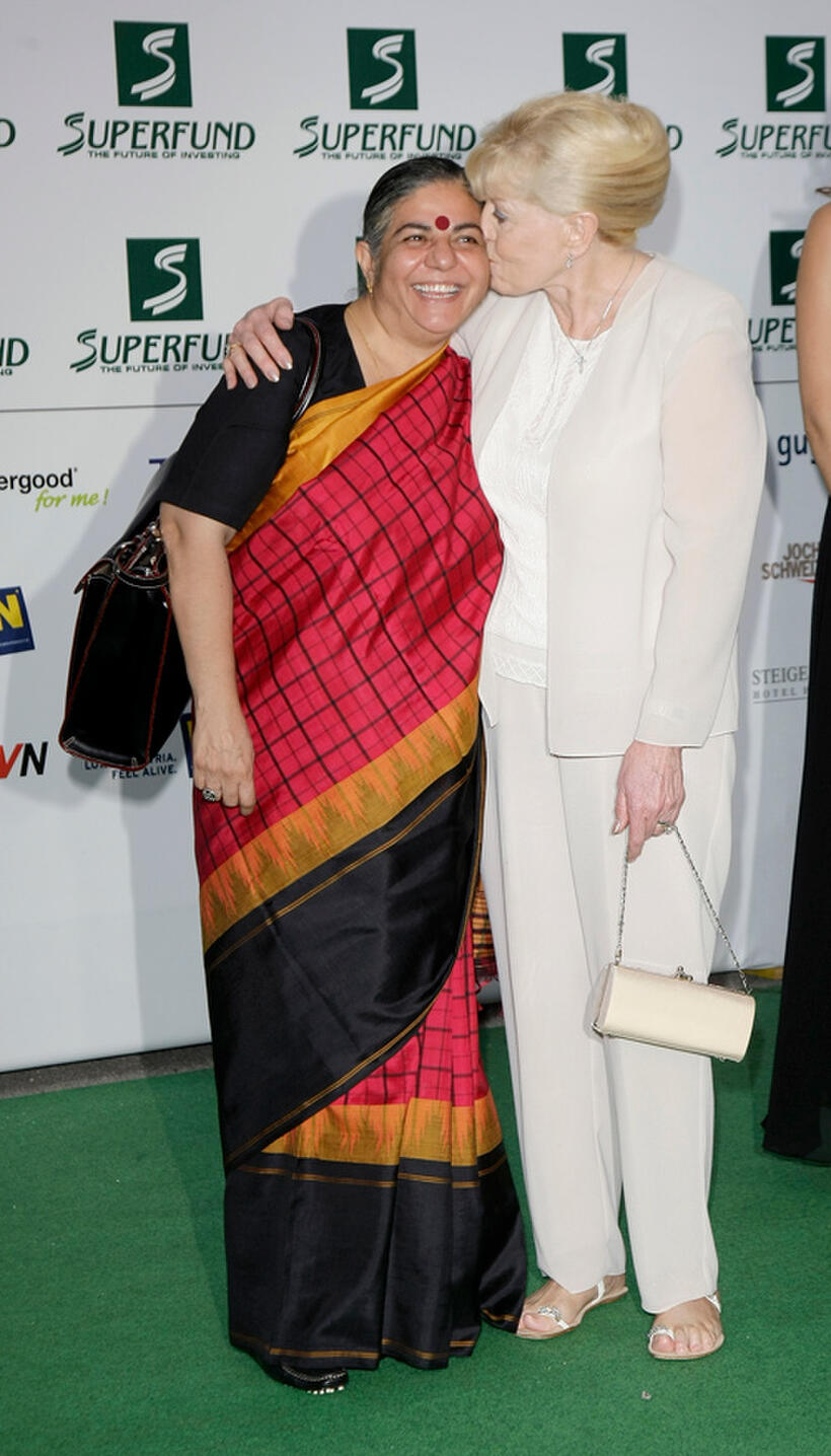 Dr. Vandana Shiva and Betty Williams at the Save The World Awards.