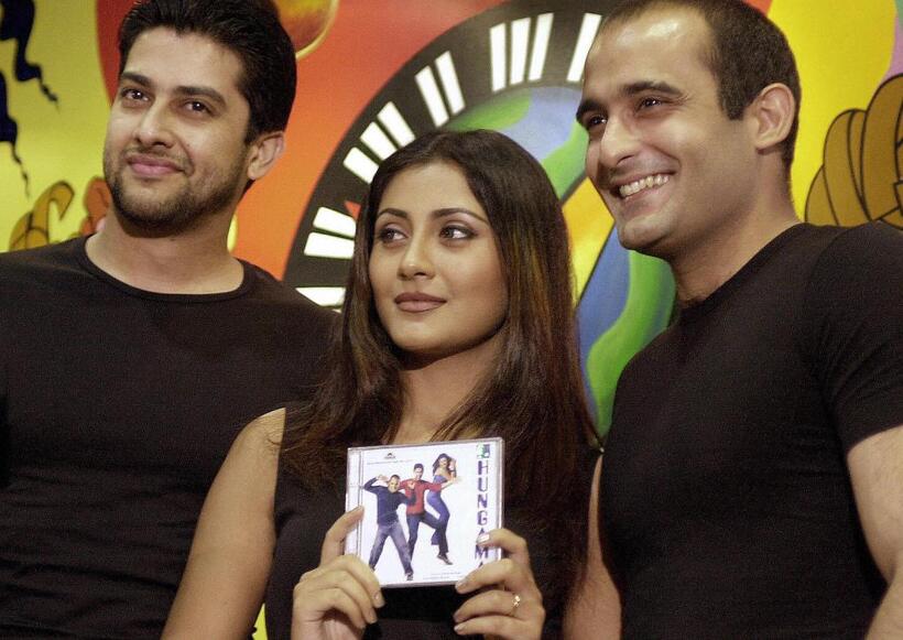 Aftab Shivdasani, Rimi Sen and Akshay Khanna at the music launch of "Hungama."