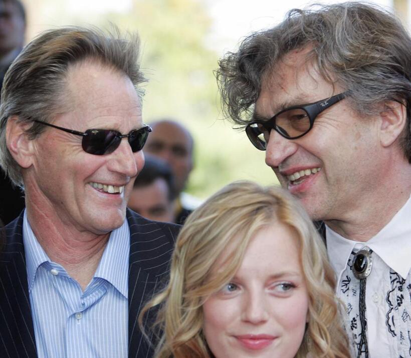 Sam Shepard, Wim Wenders and Sarah Polley at the screening of the film "Dont Come Knocking" at the 58th edition of the Cannes International Film Festival.