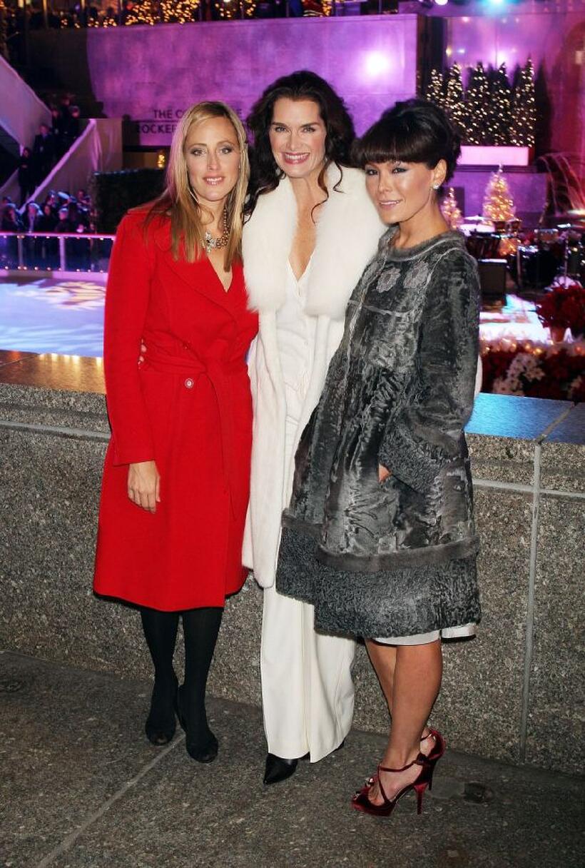 Brooke Shields, Kim Raver and Lindsay Price at the 75th Rockefeller Center Christmas Tree Lighting Ceremony.