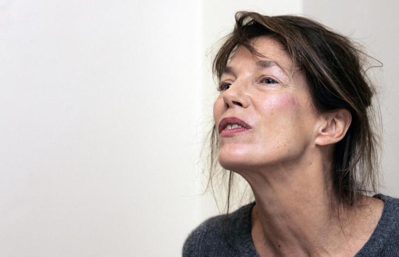 Jane Birkin at an news conference in Moscow.