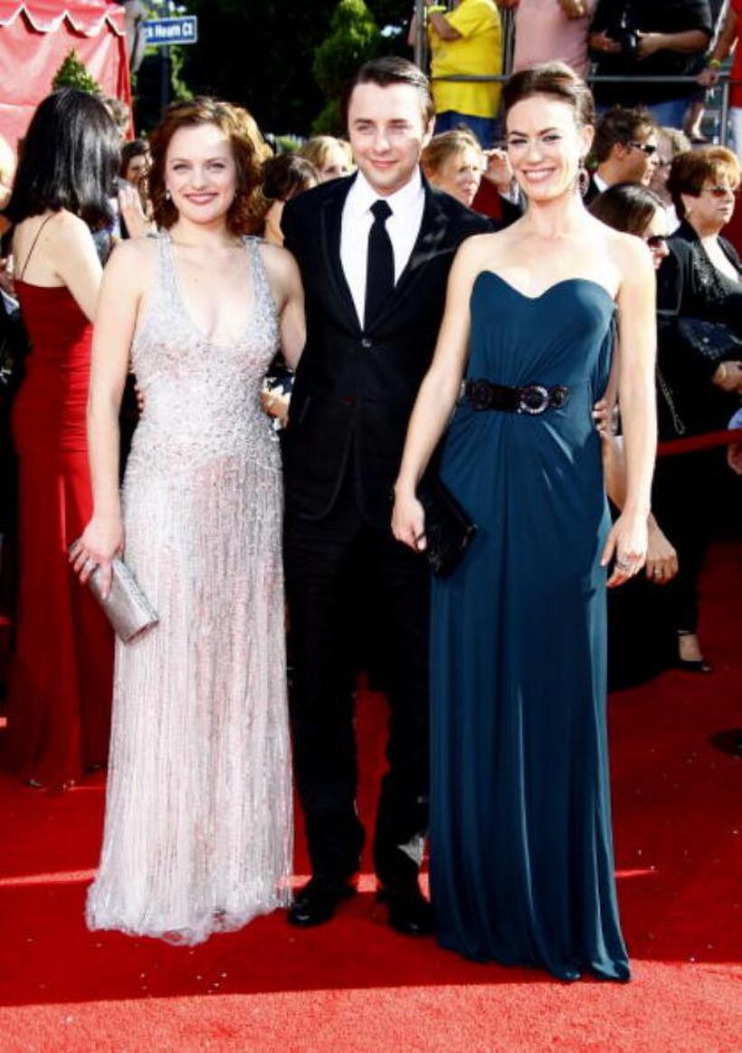 Elizabeth Moss, Vincent Kartheiser and Maggie Siff at the 60th Primetime Emmy Awards.