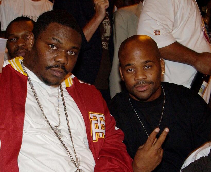 Beanie Sigel and Damon Dash at the Kingdome basketball tournament championship finals.