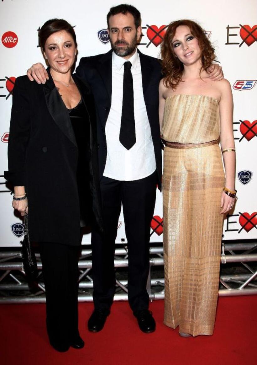 Carla Signoris, Fausto Brizzi and Cristiana Capotondi at the Milan premiere of "Ex."