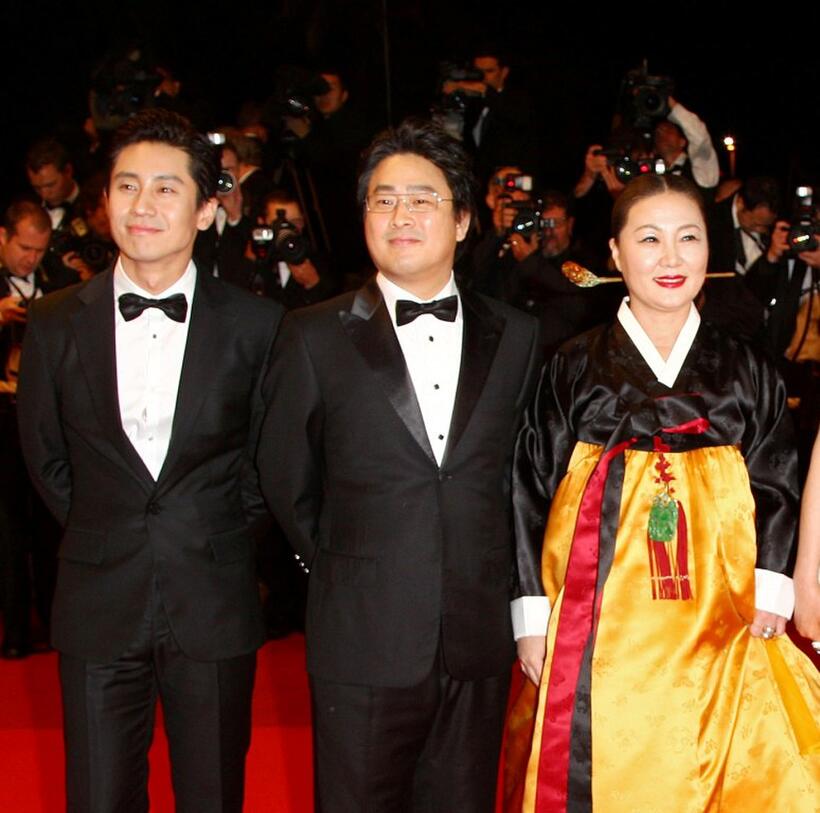 Shin Ha-kyun, Chan-Wook Park and Kim Hae-Sook at the premiere of "Thirst" during the 62nd International Cannes Film Festival.