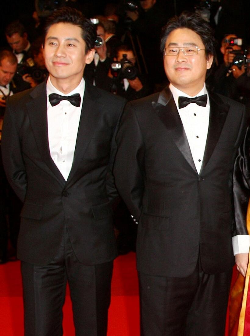 Shin Ha-kyun and Chan-Wook Park at the premiere of "Thirst" during the 62nd International Cannes Film Festival.